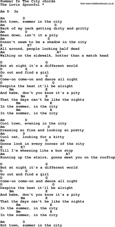 song lyrics hot time summer in the city